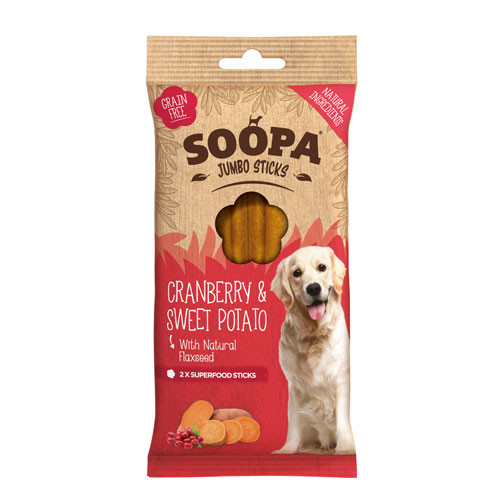 Soopa Dentalstick Mirtilli Rossi e Patate Dolci JUMBO Snack per Cani