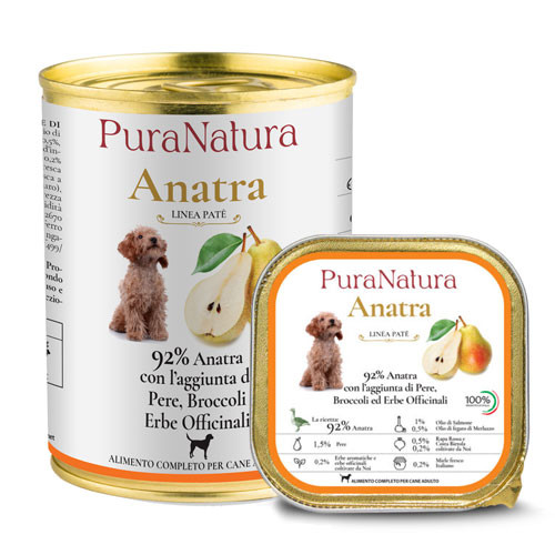 Dalla Grana Pura Natura umido cane  anatra e pere 150g e 400g