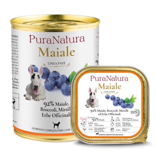 Dalla Grana Pura Natura Umido Cane Maiale e mirtillo 150g e 400g