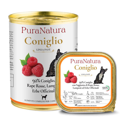 Dalla Grana Pura Natura Umido Cane Coniglio e Lamponi 150g e 400g