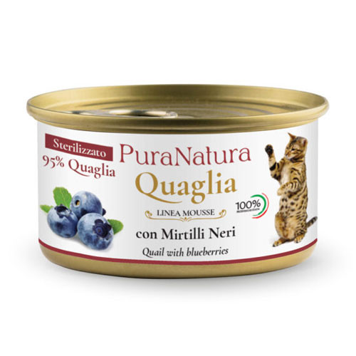 Dalla Grana Pura Natura umido gatto sterilizzato quaglia e mirtilli 85g