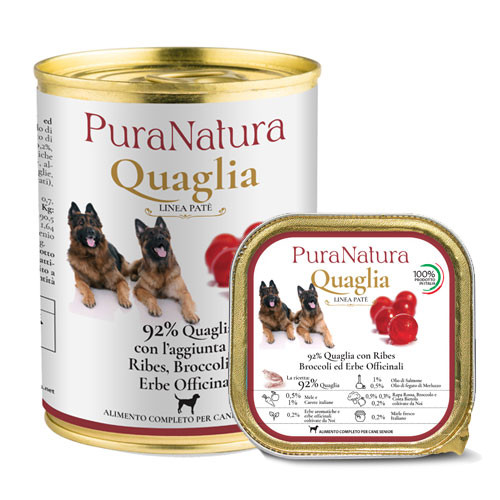 Dalla Grana Pura Natura umido cane Senior quaglia e ribes rosso 150g e 400g