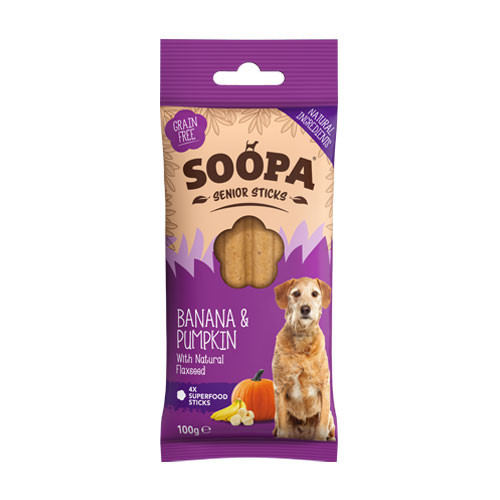 Soopa Dentalstick Banana e Zucca Snack per cani ANZIANI